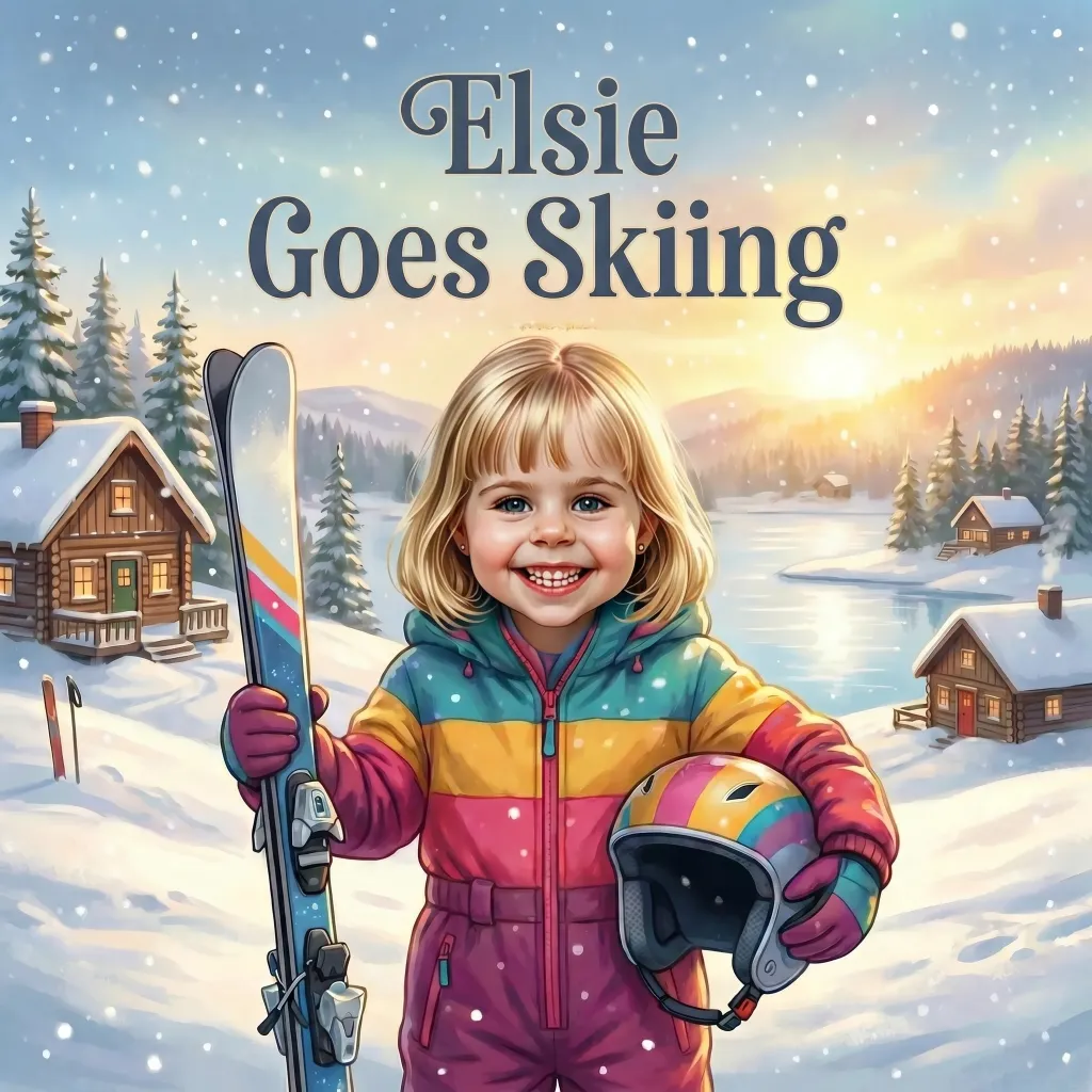 Cover of Elsie Goes Skiing, a personalised children's book