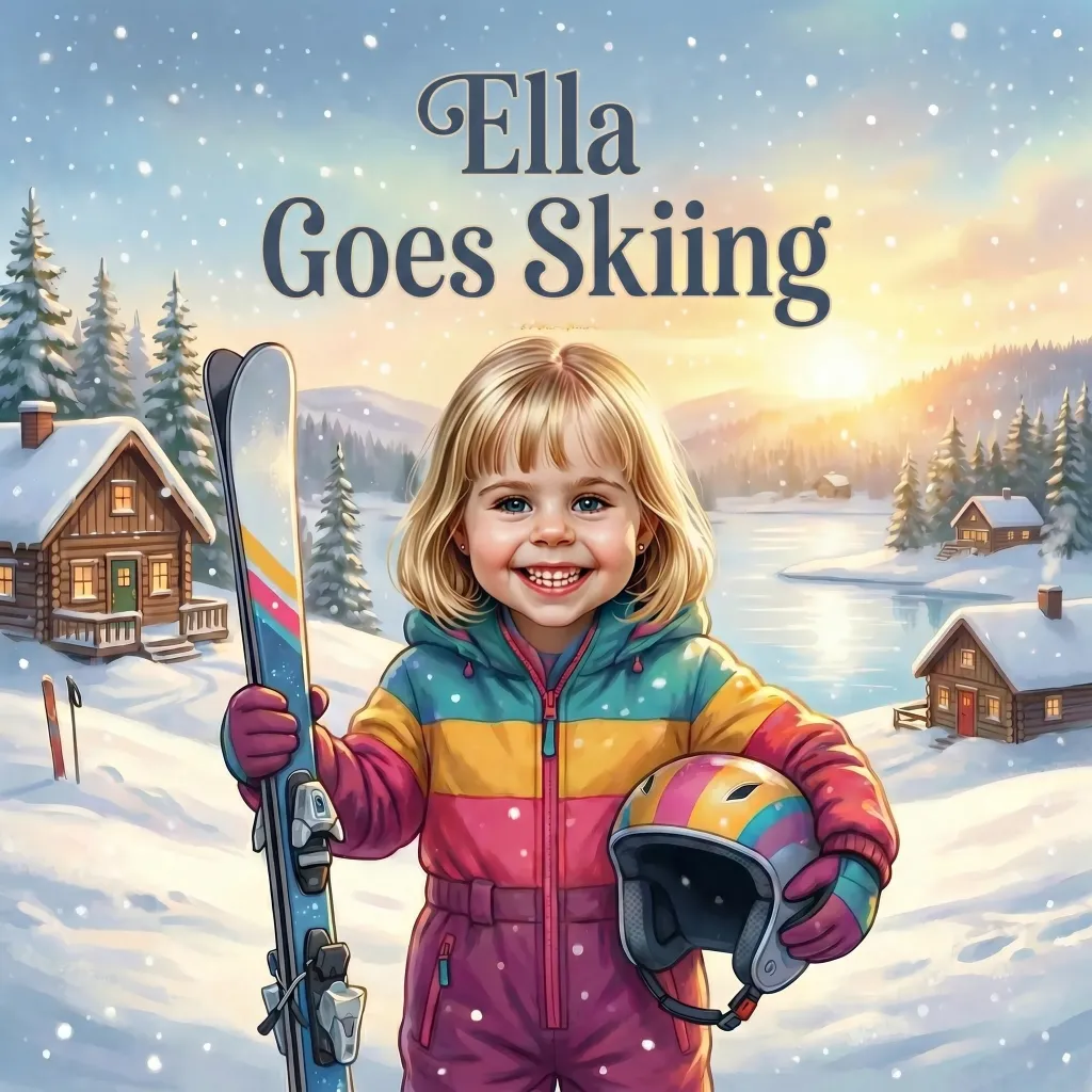 Cover of Ella Goes Skiing, a personalised children's book