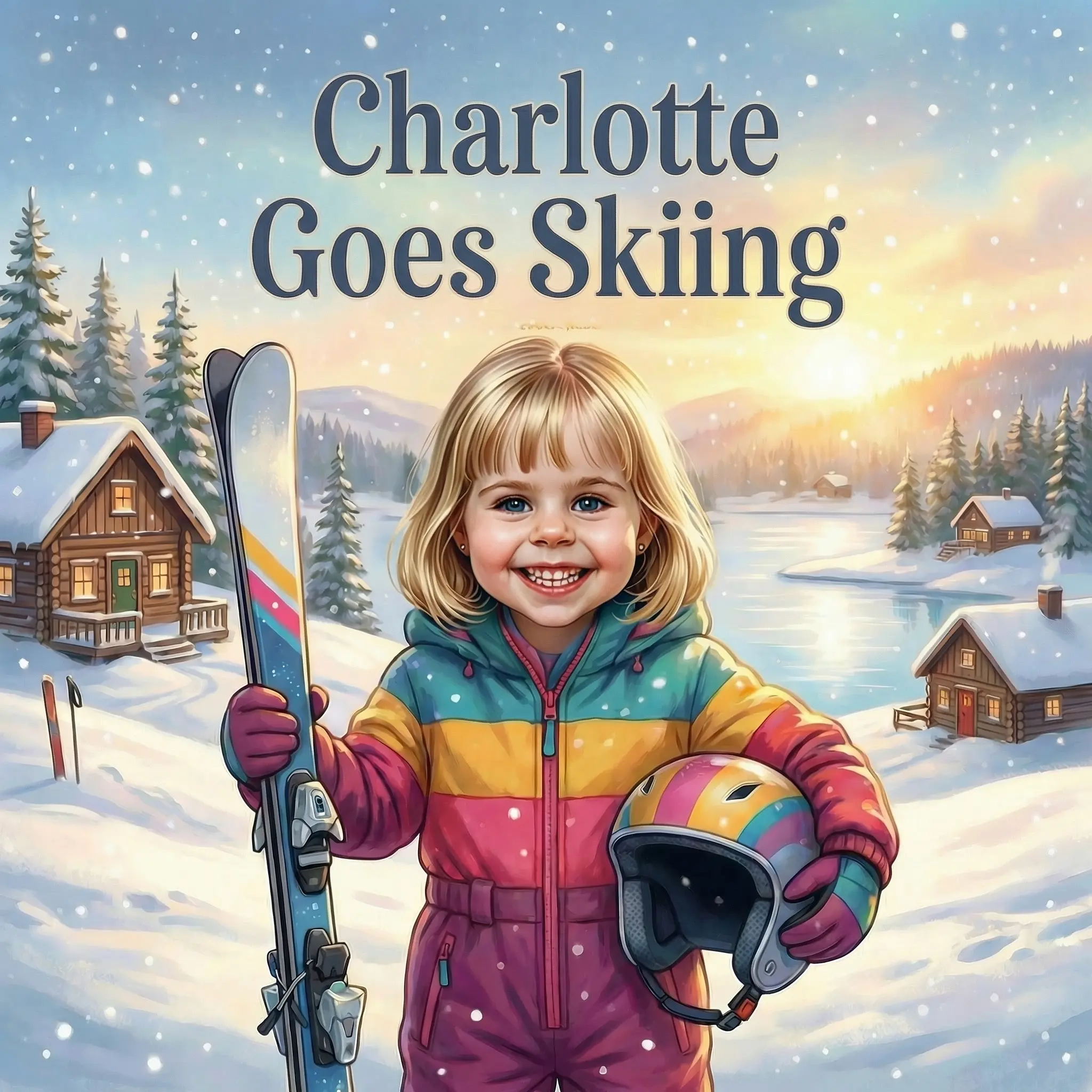 Cover of Charlotte Goes Skiing, a personalized children's book