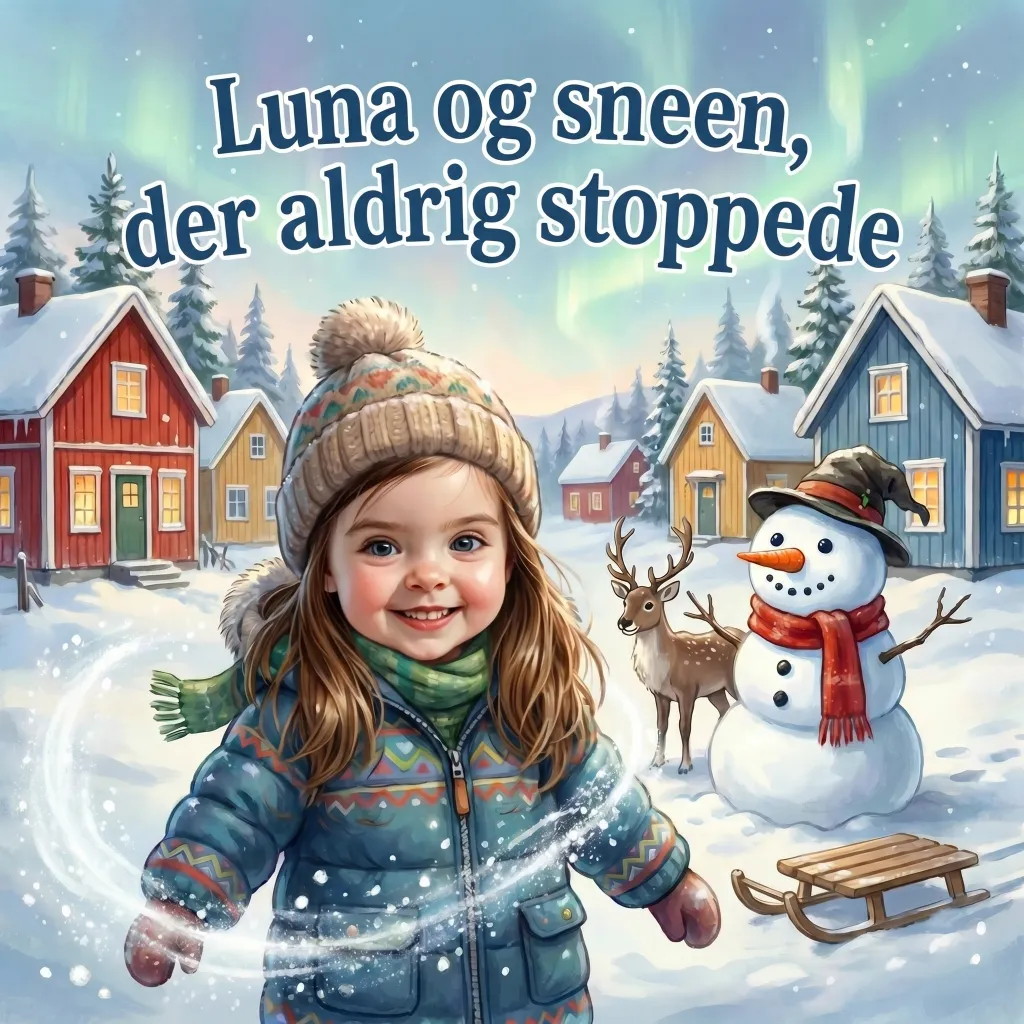 Forside til Luna og sneen, der aldrig stoppede, en personlig børnebog