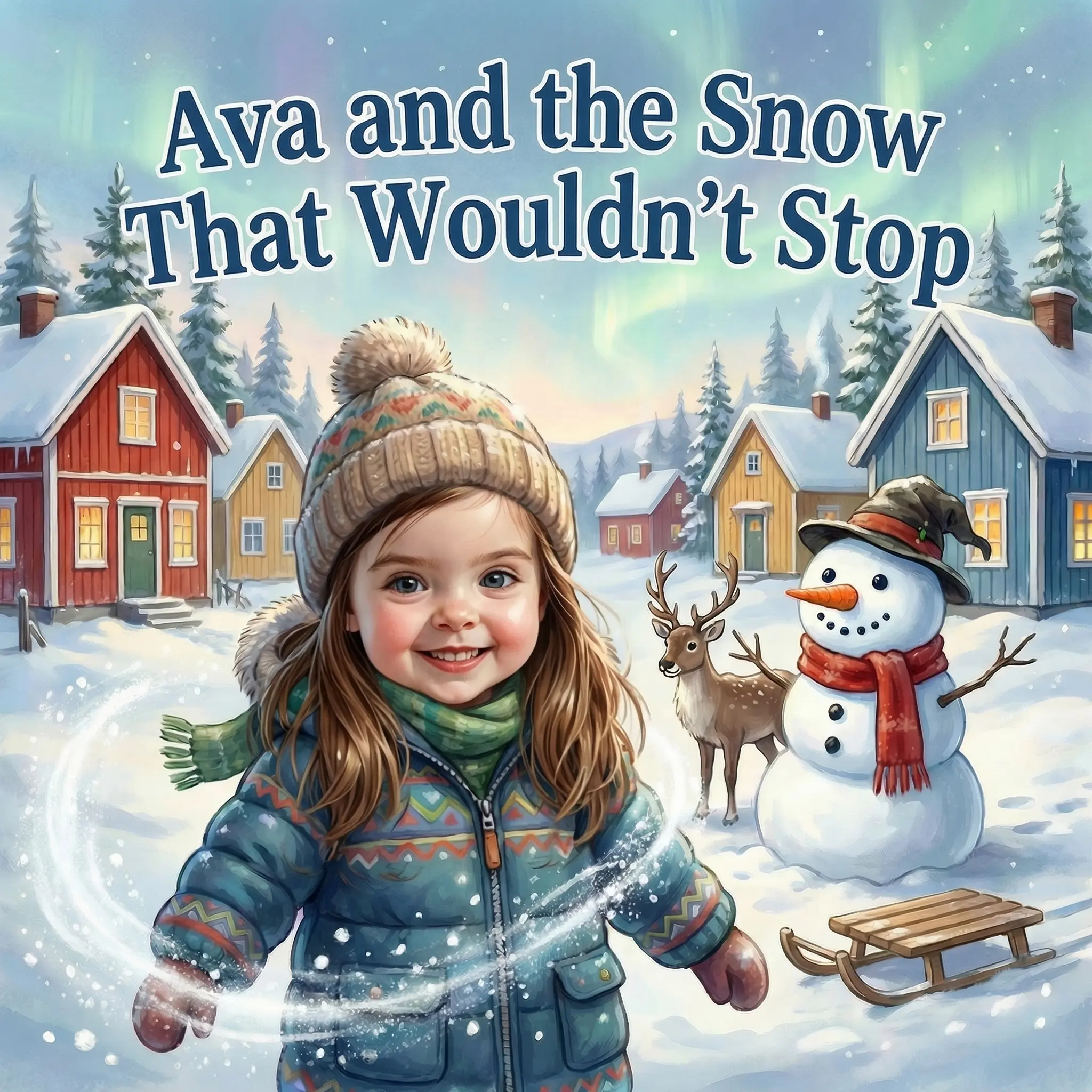 Cover of Ava and the Snow That Wouldn't Stop, a personalised children's book
