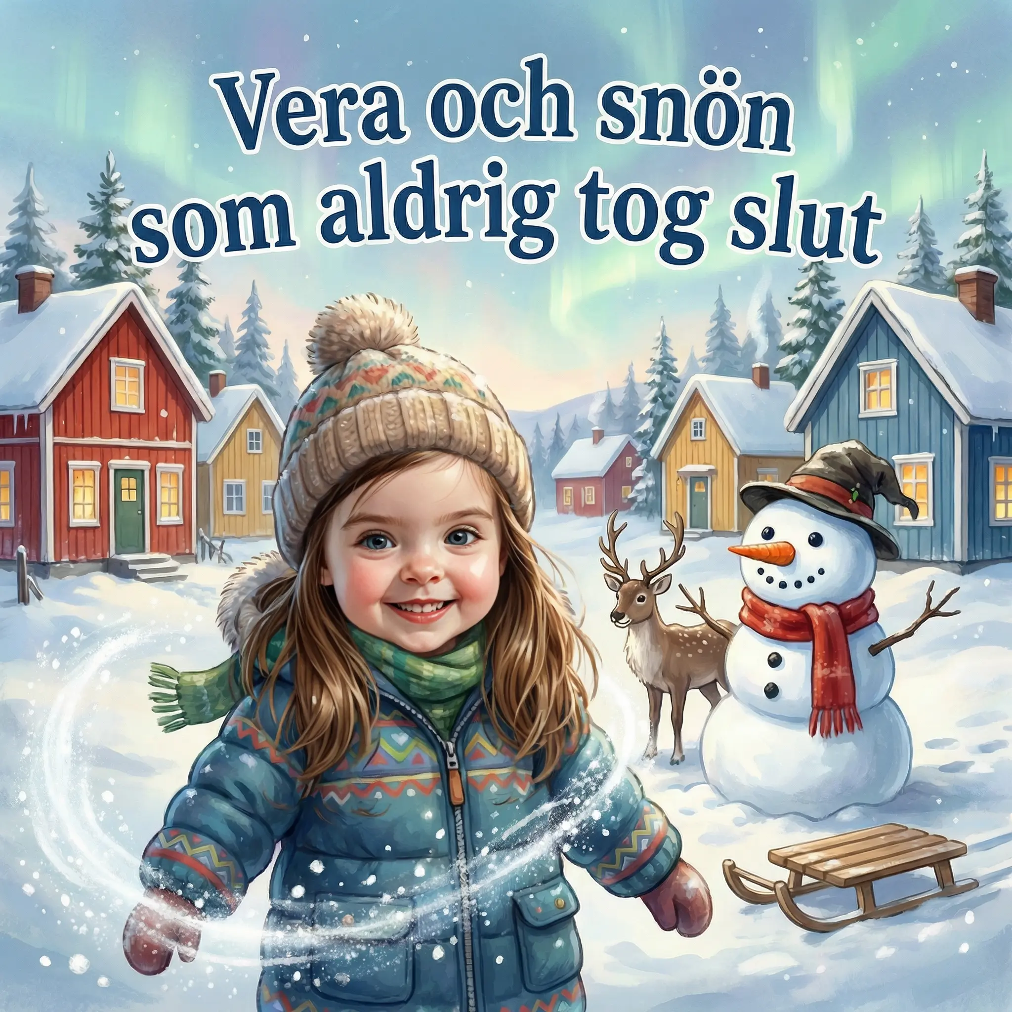 Omslag till Vera och snön som aldrig tog slut, en personlig barnbok