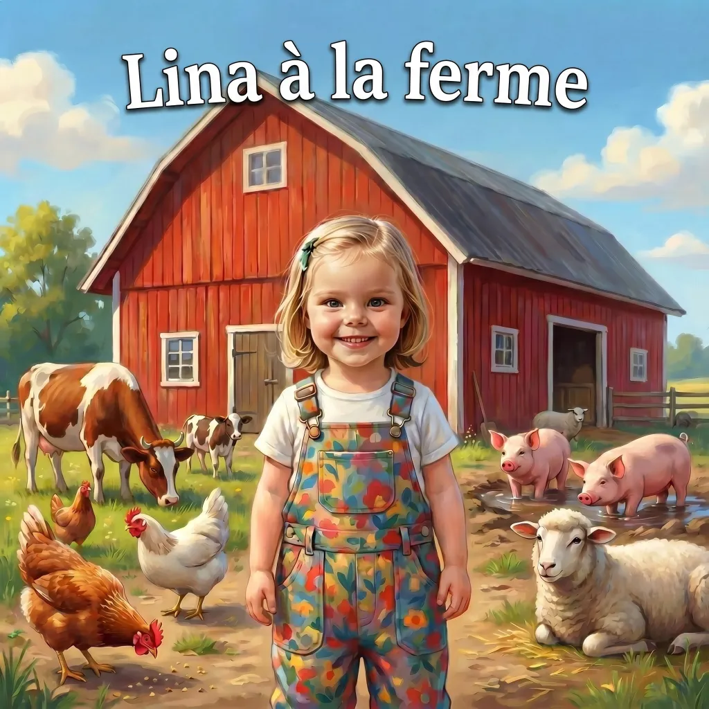 Couverture de Lina à la ferme, un livre pour enfants personnalisé