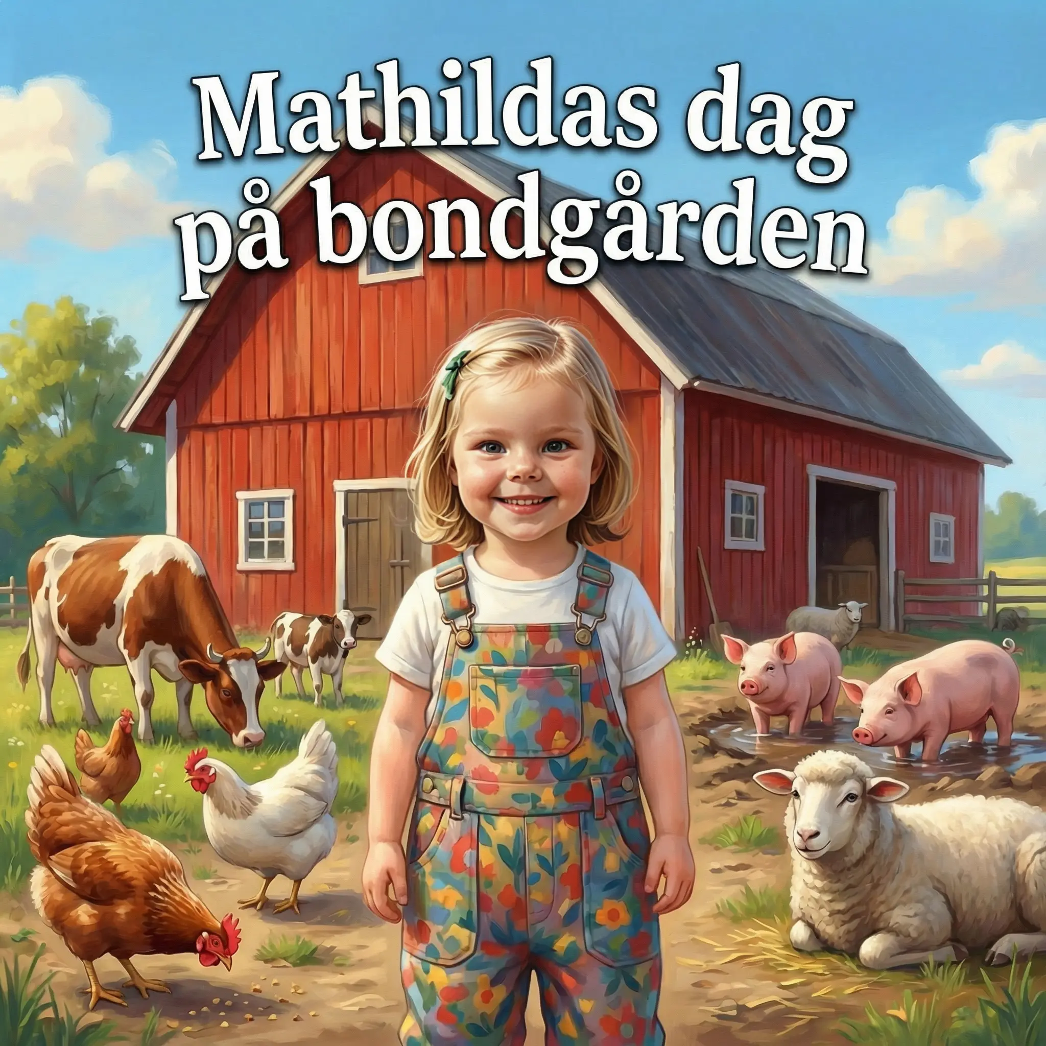 Omslag till Mathilda på bondgården, en personlig barnbok