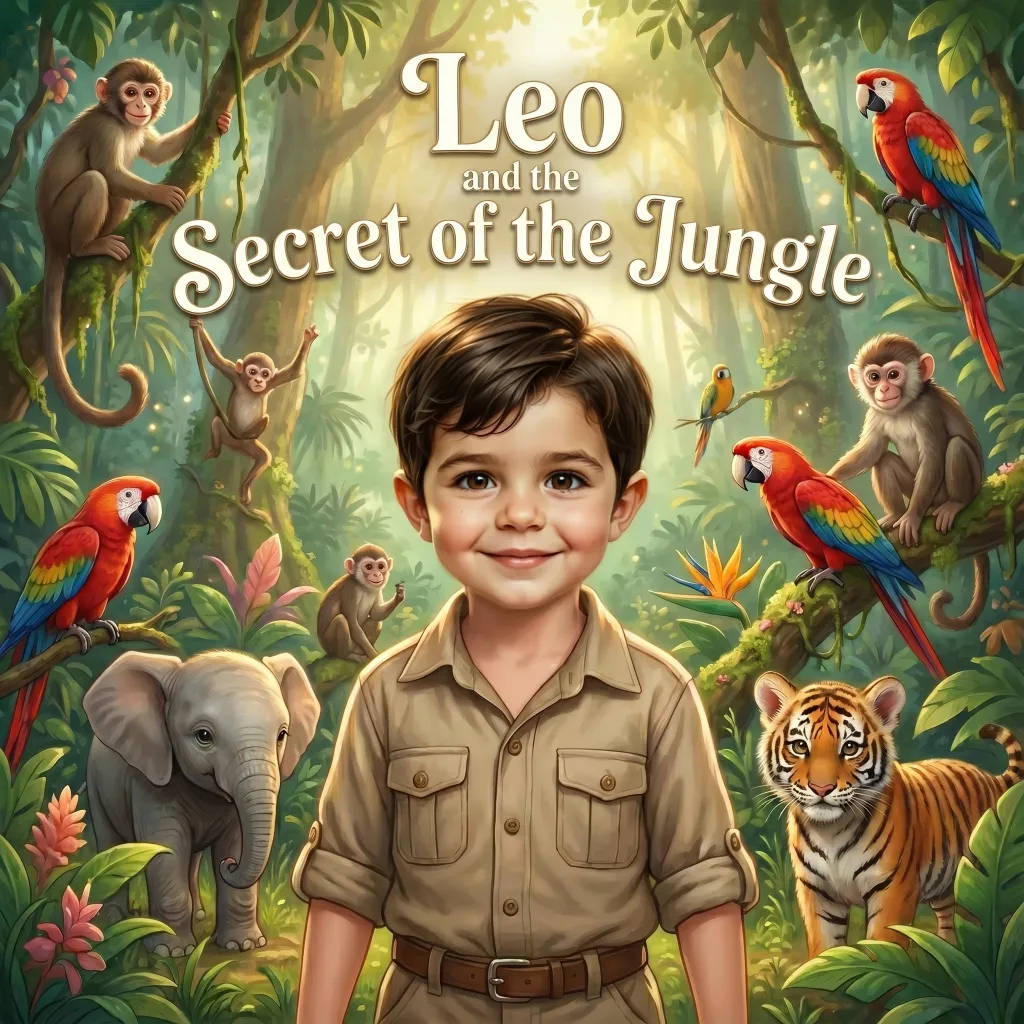 Cover of Leo and the Secret of the Jungle, a personalised children's book