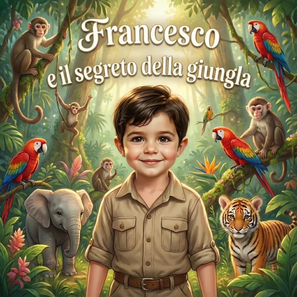 Copertina di Francesco e il segreto della giungla, un libro per bambini personalizzato