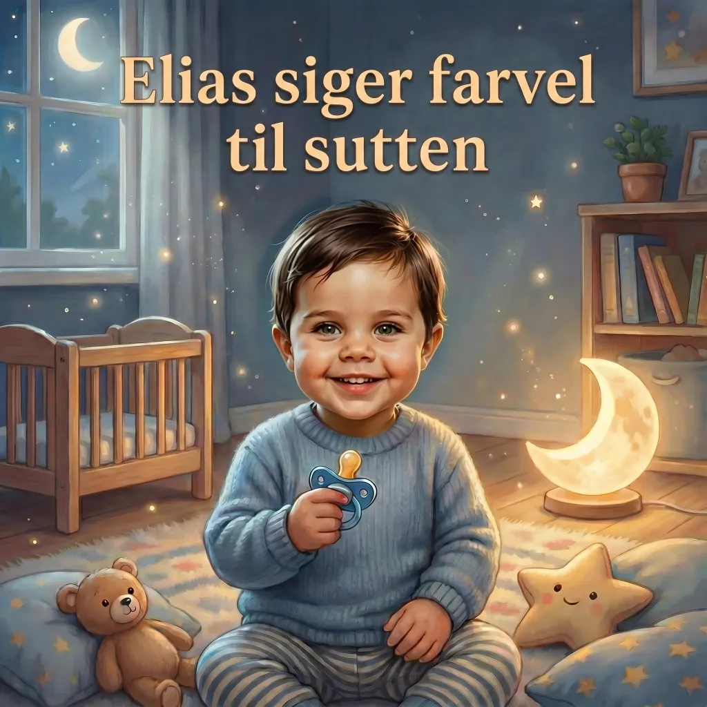 Forside til Elias siger farvel til sutten, en personlig børnebog