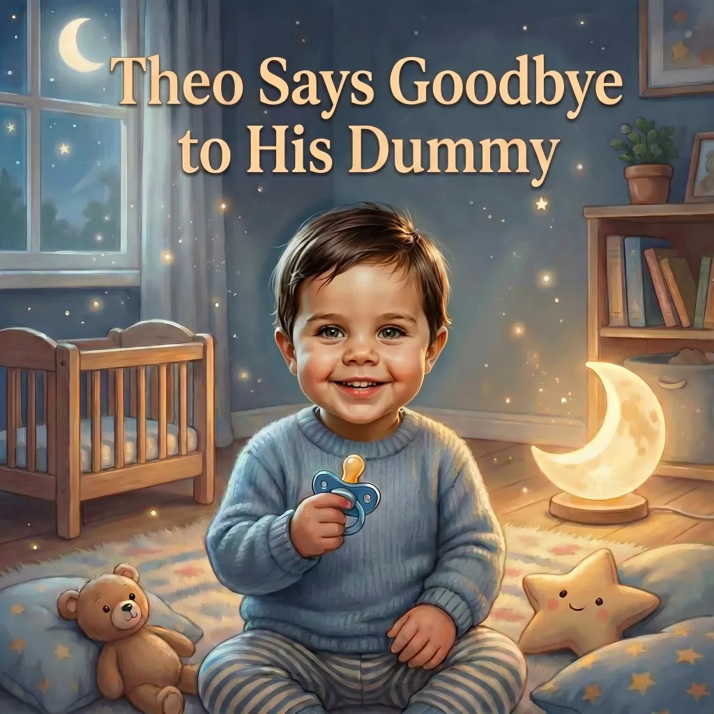 Cover of Theo Says Goodbye to His Dummy, a personalised children's book