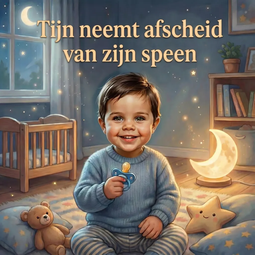 Omslag van Tijn neemt afscheid van zijn speen, een gepersonaliseerd kinderboek