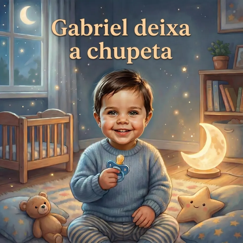 Capa de Gabriel deixa a chupeta, um livro infantil personalizado