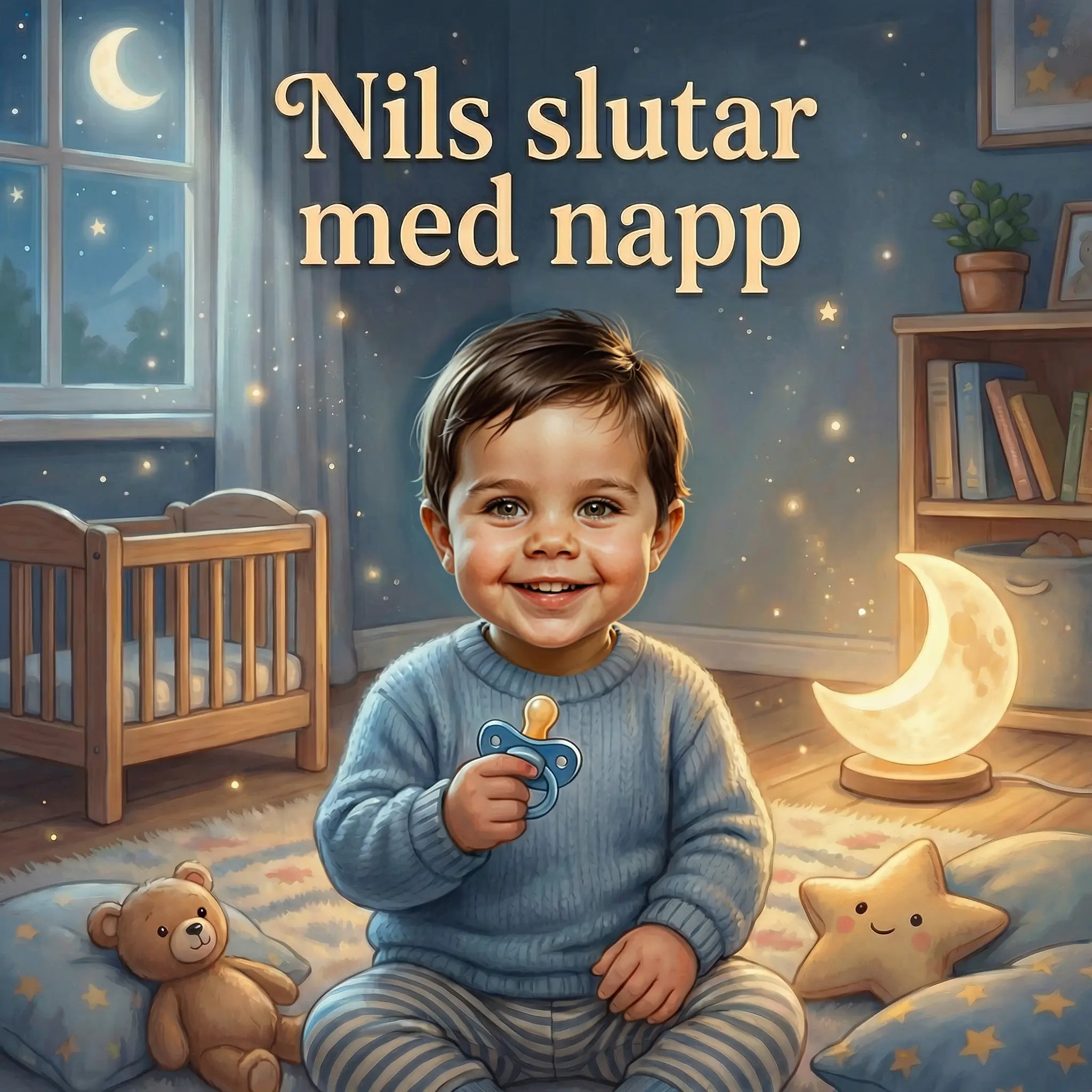 Omslag till Nils slutar med napp, en personlig barnbok