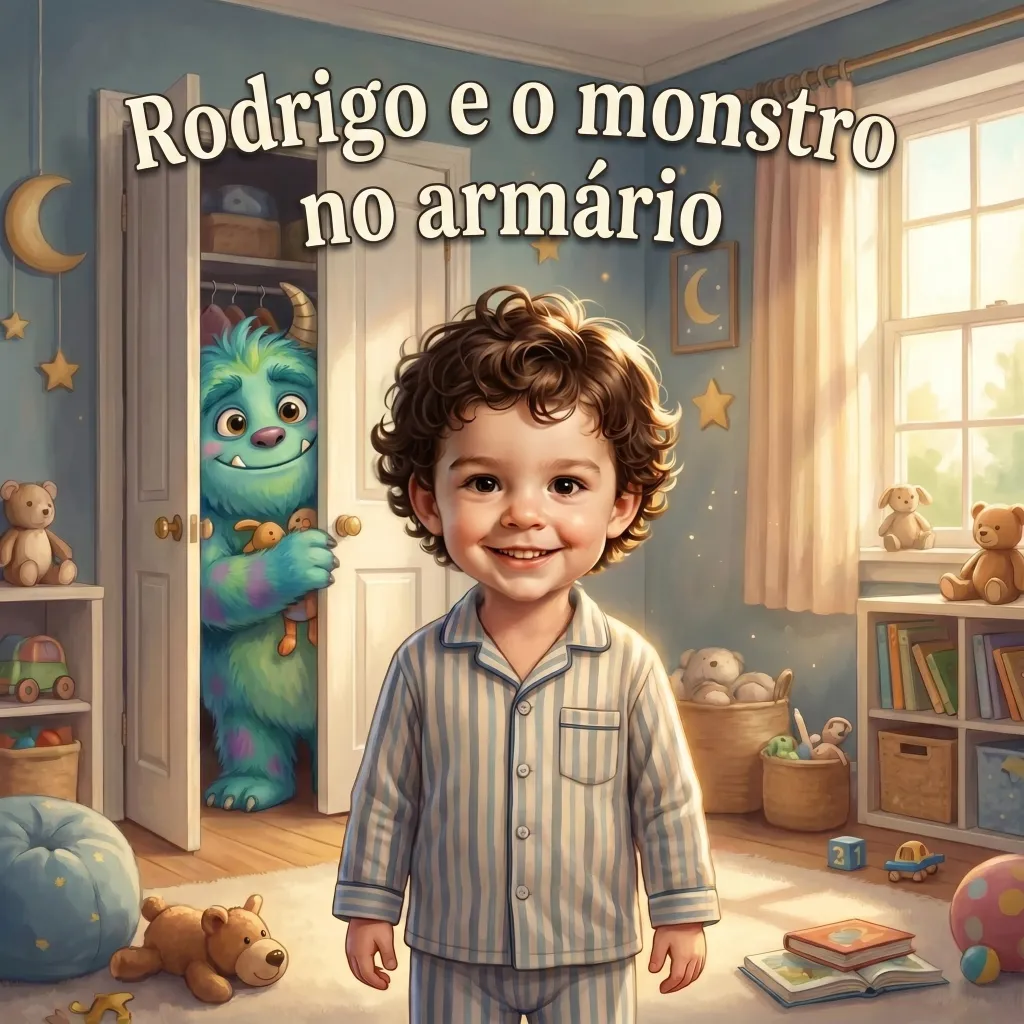Capa de Rodrigo e o monstro no armário, um livro infantil personalizado