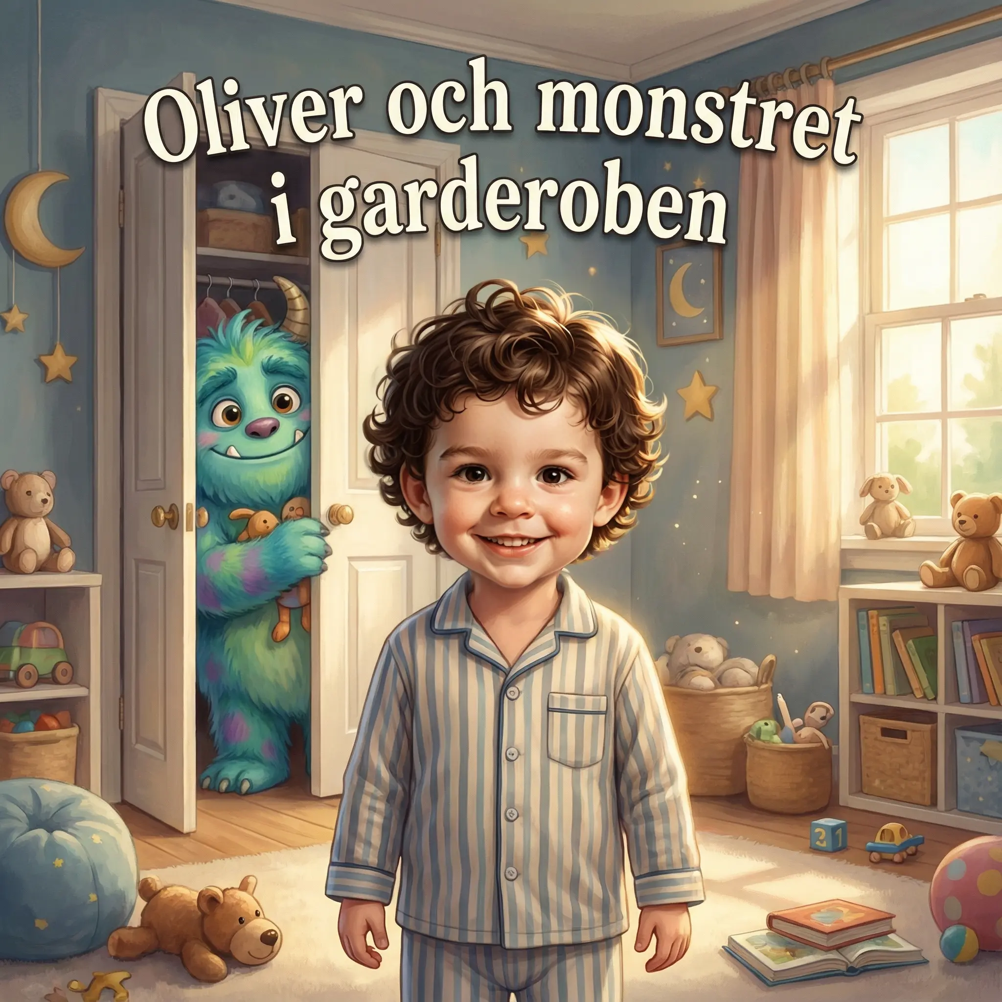 Omslag till Oliver och monstret i garderoben, en personlig barnbok