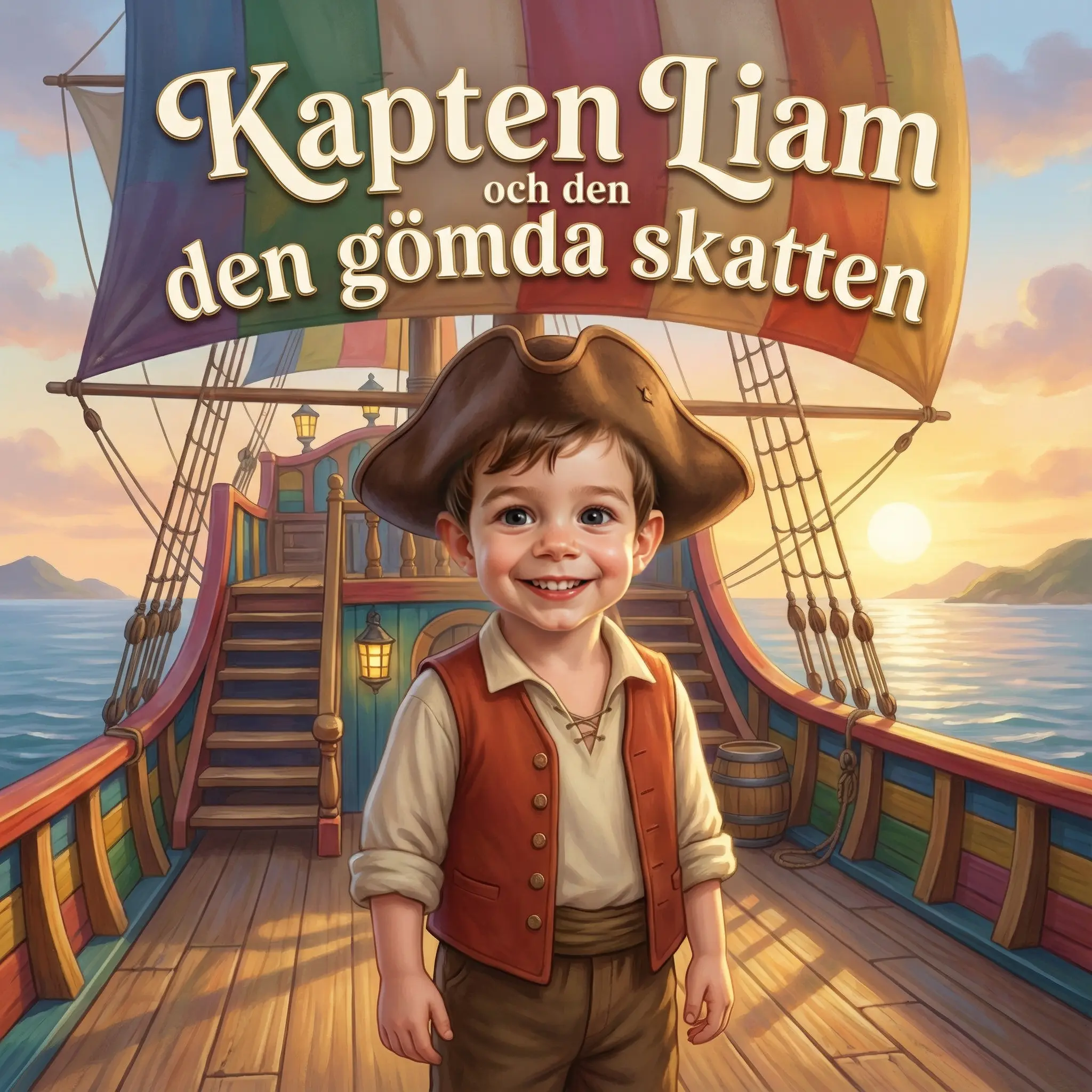 Omslag till Kapten Liam och den gömda skatten, en personlig barnbok
