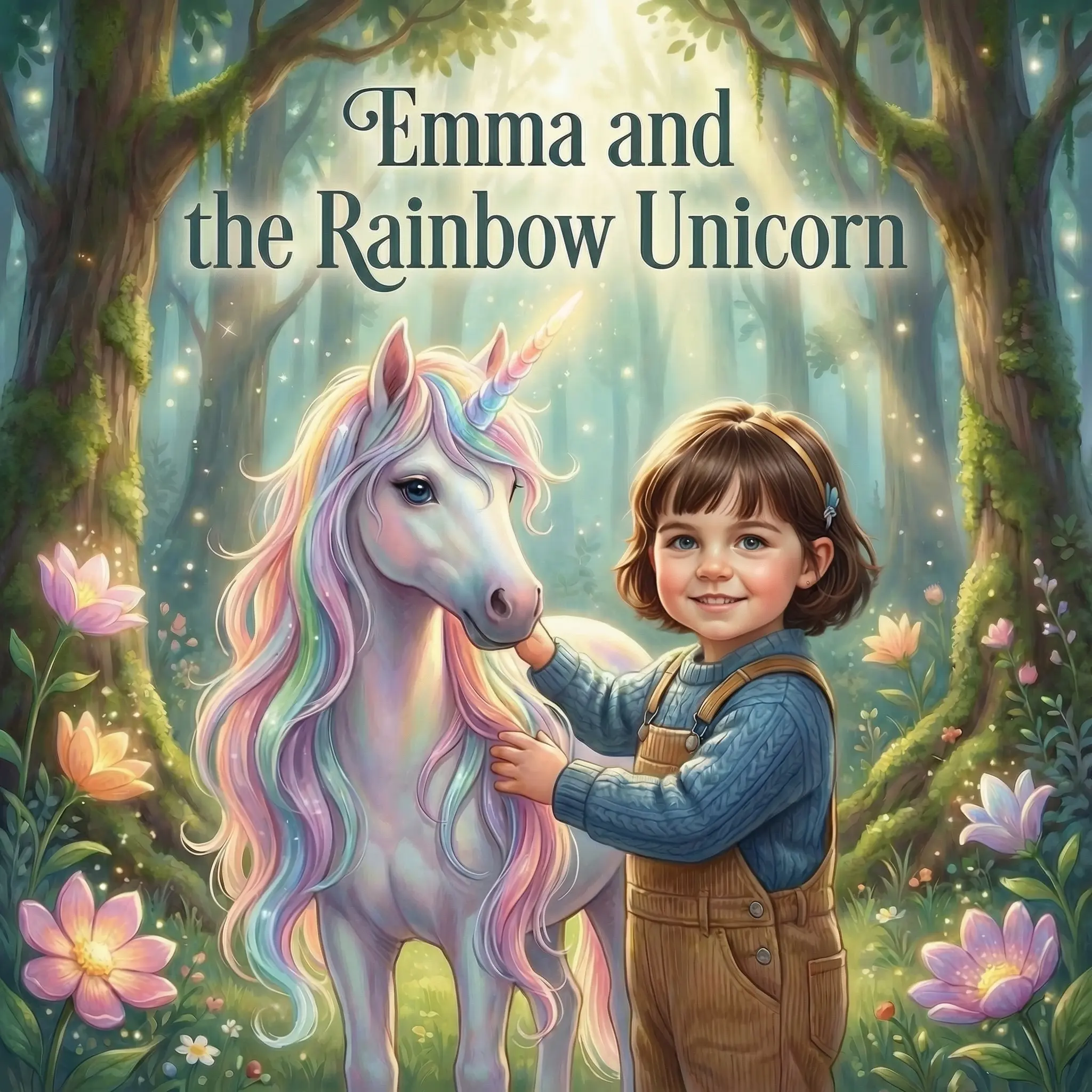 Cover of Emma and the Rainbow Unicorn, a personalized children's book