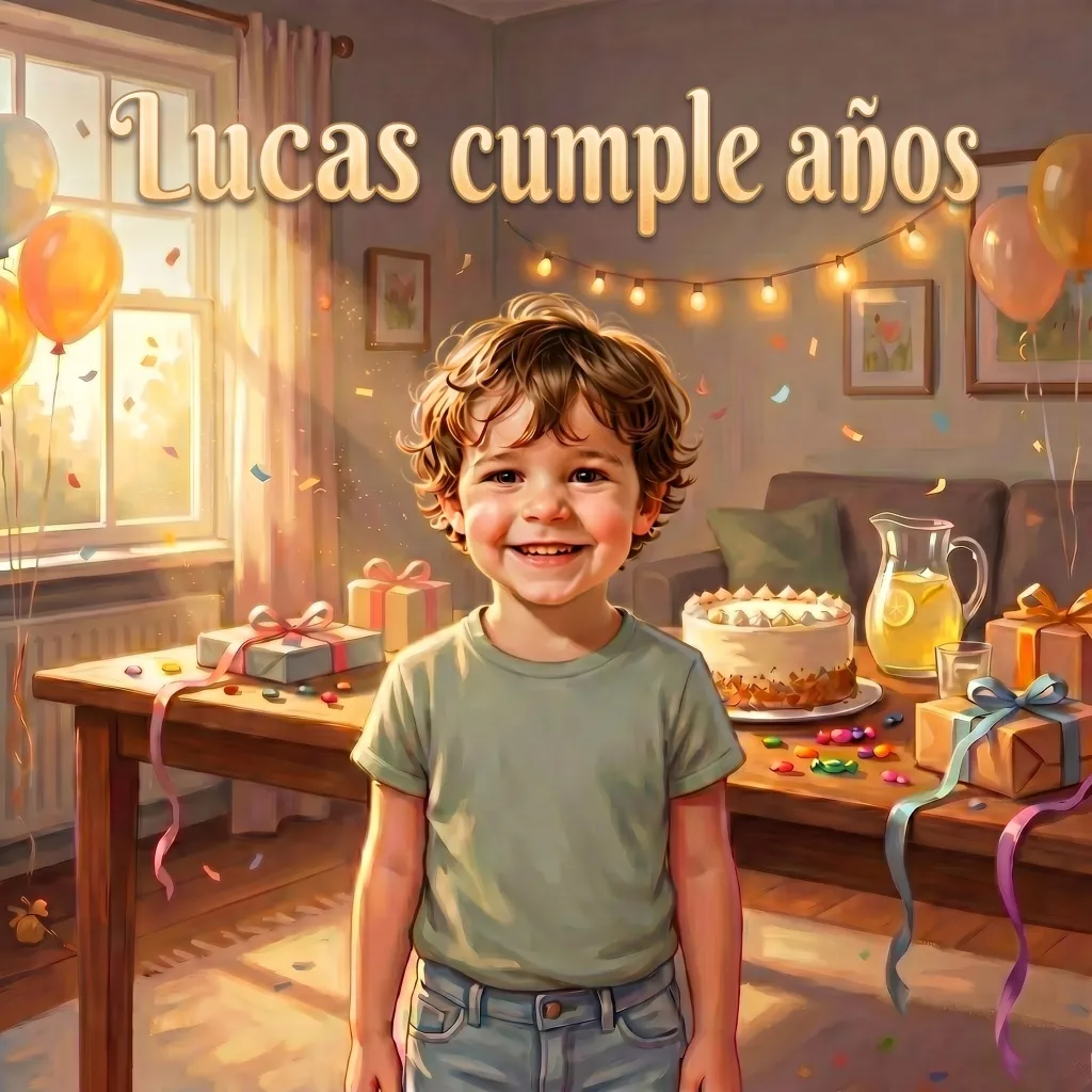Portada de Lucas cumple años, un libro infantil personalizado