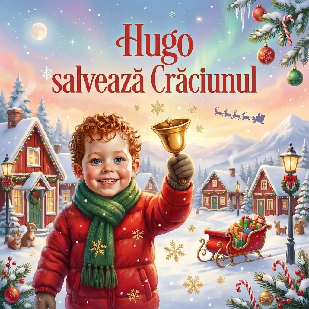 Coperta cărții Hugo salvează Crăciunul, o carte personalizată pentru copii