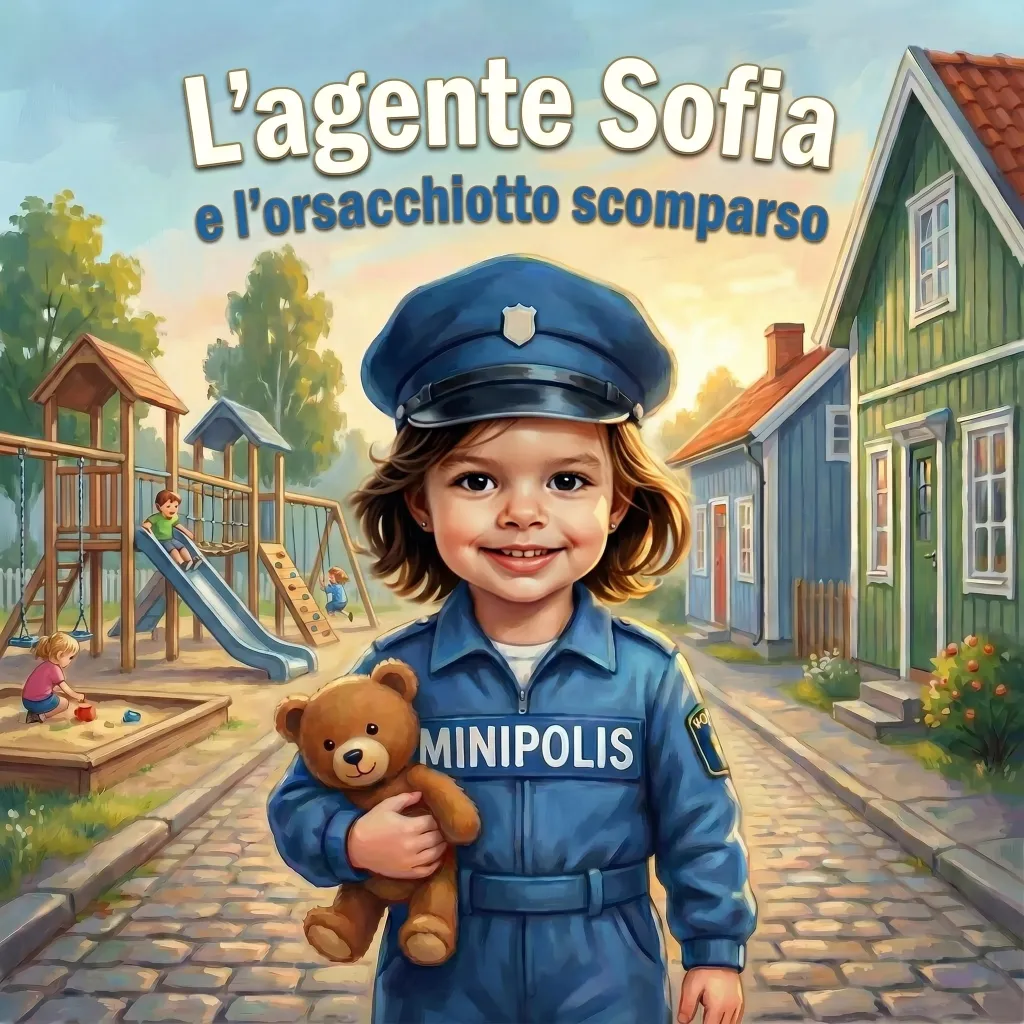 Copertina di L’agente Sofia e l’orsacchiotto scomparso, un libro per bambini personalizzato