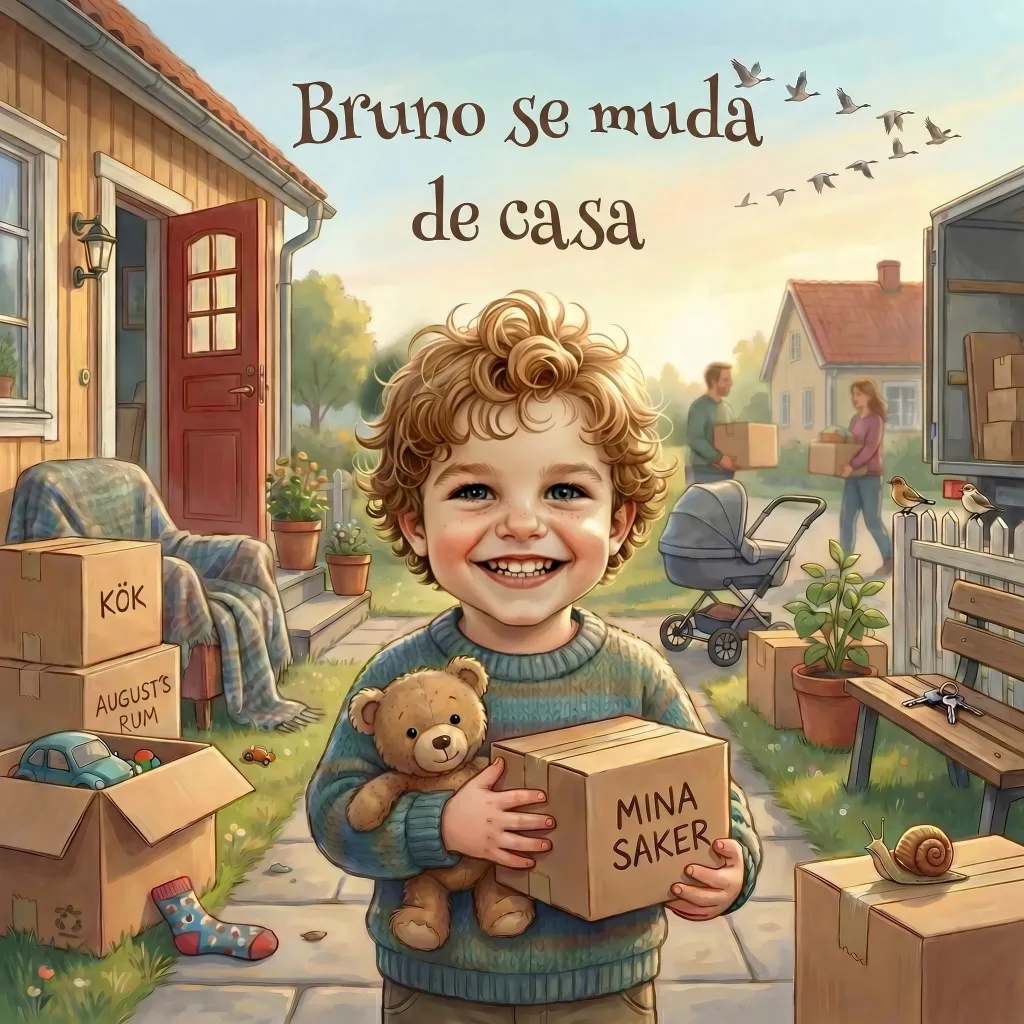 Portada de Bruno se muda de casa, un libro infantil personalizado